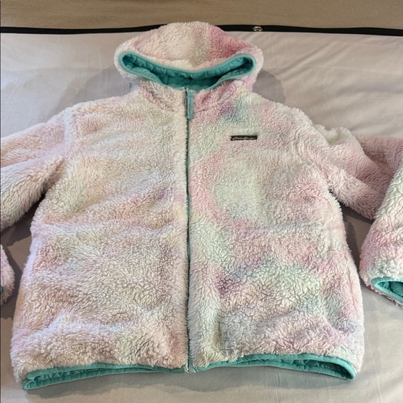 Eddie Bauer Girls' Reversible Jacket - Teal, Deer Harbor Waterproof Puffer - Picture 12 of 13